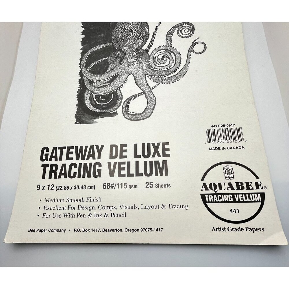 Aquabee #441 Gateway De Luxe Tracing Vellum Book 9x12 Medium Finish 24 Sheets - Picture 6 of 7